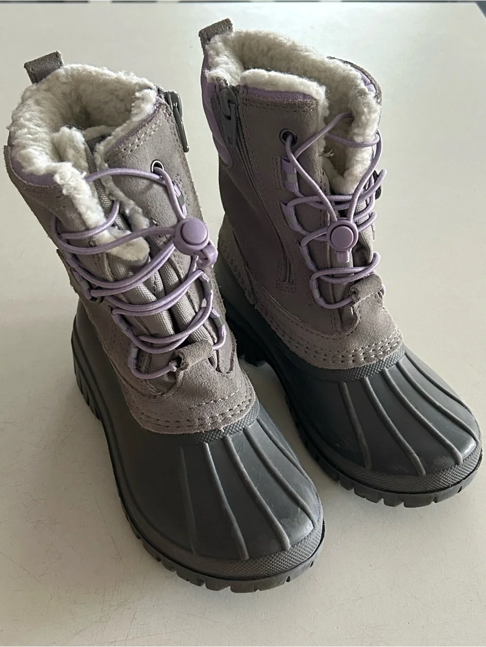 Lands' End Winter Snow Boots in Gray and Lavender | 12 girls